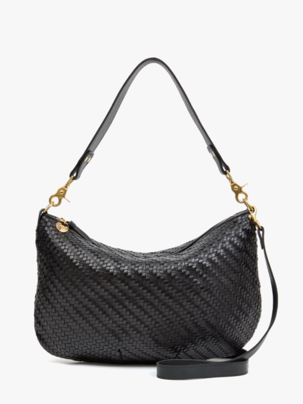Clare V. Moyen Messenger Bag in Black Woven Zig-Zag